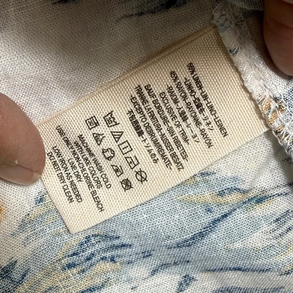 Free People Tropical Flamingo Hawaiian Print Maxi Dress White Blue‎ Size 6